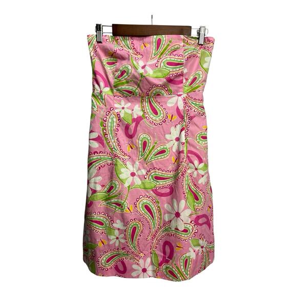 Vtg 80’s Lilly Pulitzer Shift Dress Pink & Green Paisley Floral Mini Size 10 - Picture 1 of 9